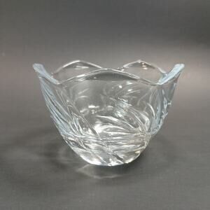 Vtg KIG Indonesia Decorative Clear Glass Tulip Votive Candle Holder, Ring Dish